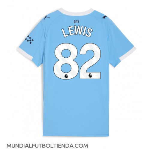 Camiseta Manchester City Rico Lewis #82 Primera Equipación Replica 2025-26 para mujer mangas cortas